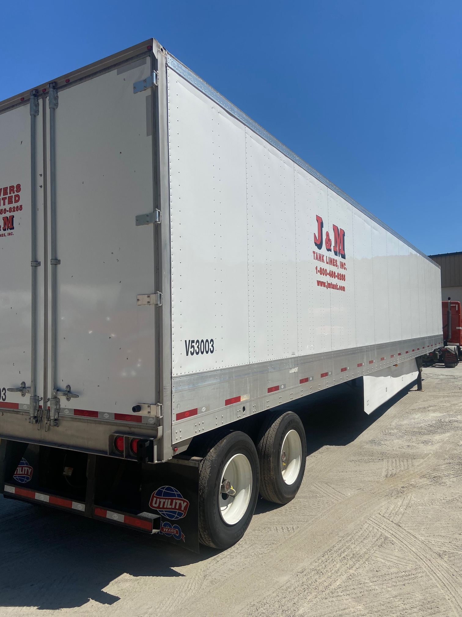 53ft Dry Van with swing doors and air ride suspensions J&M Tank Lines